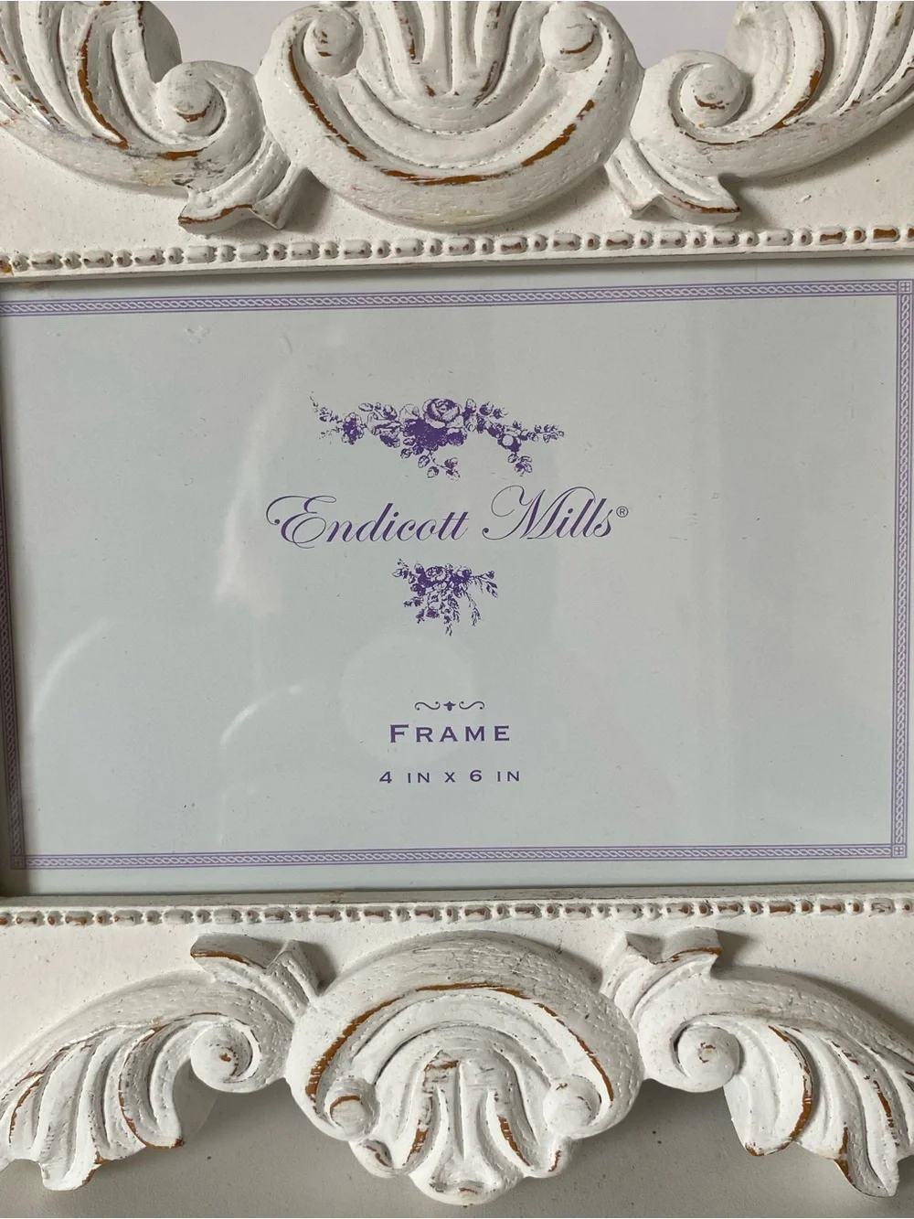 Baroque Style Picture Frame For 4 X 6” White Wood Photo Free-stand Shabby Chic l